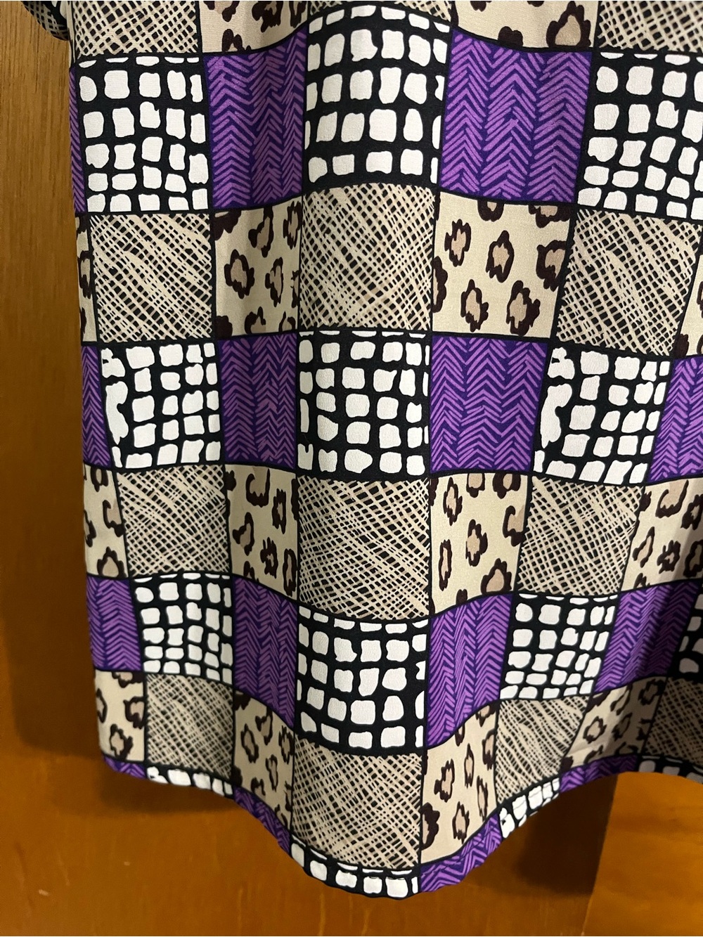 Vintage Notations Purple Leopard Snake Print Silk Short Sleeve Blouse Petite M - Picture 5 of 8